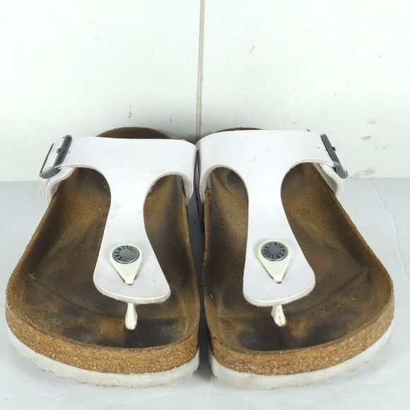 Birkenstock Women's Gizeh EU38 US9 White Birko-Flor T-strap Thong Sandals Shoes - Picture 5 of 16